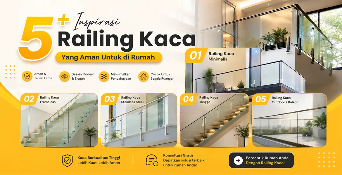5+ Inspirasi Railing Kaca Yang Aman Untuk di Rumah
