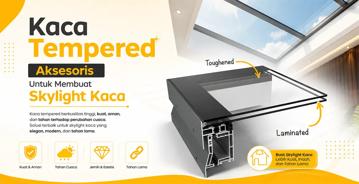 Kaca Tempered  Aksesoris Untuk Membuat Skylight Kaca