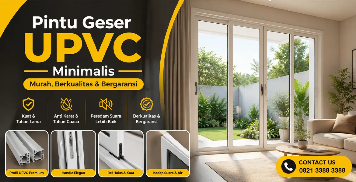 Pintu Geser UPVC Minimalis Murah, Berkualitas & Bergaransi