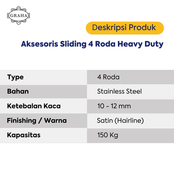 Aksesoris Sliding 4 Roda Heavy Duty Berkualitas