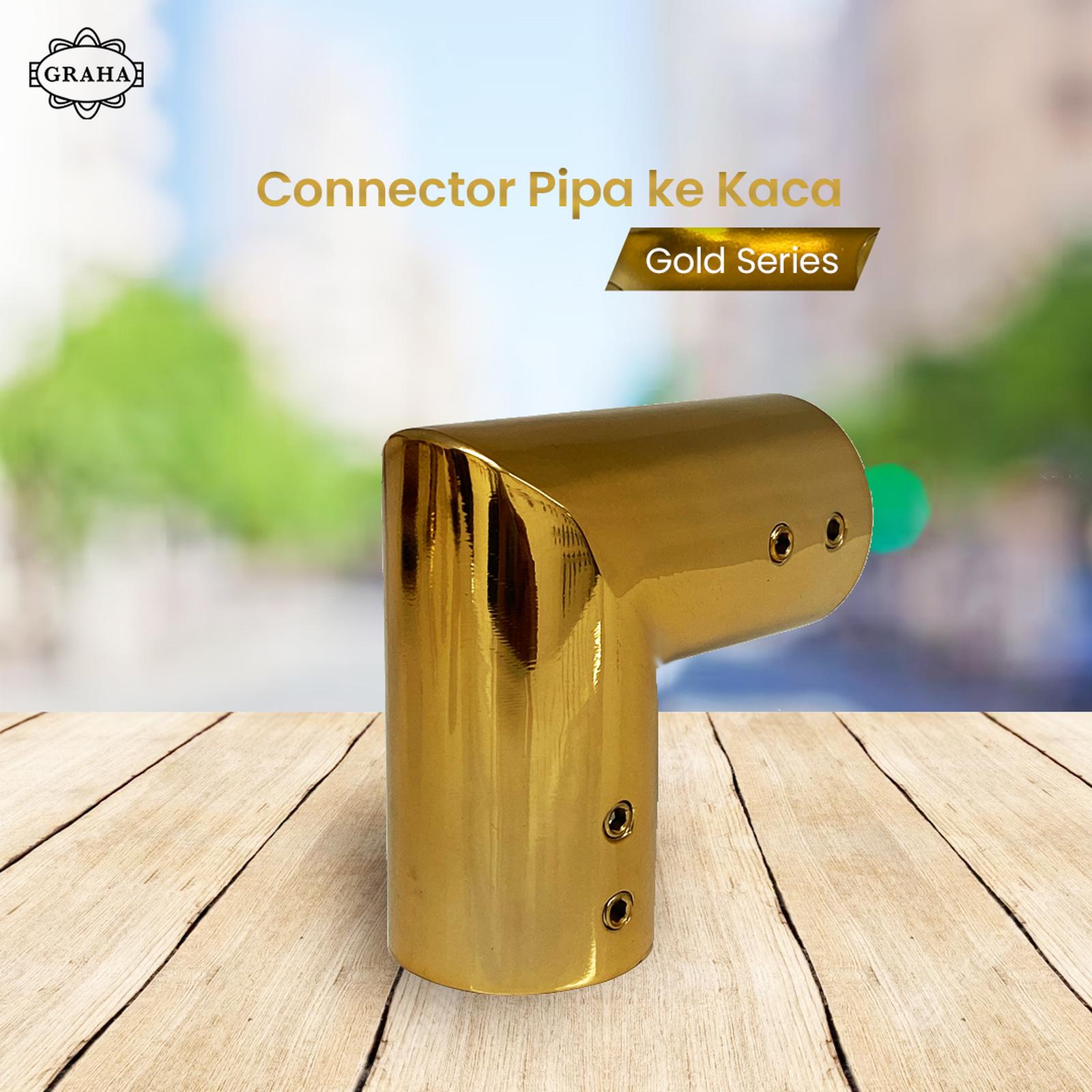 Connector Pipa ke Kaca Siku Mati 1 Inch GOLD / ROSE GOLD - Gold
