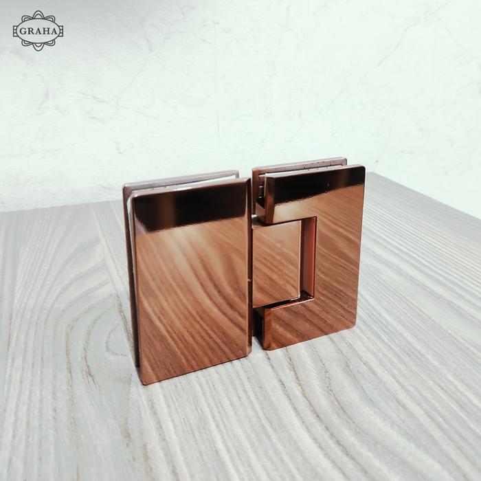 Engsel Pintu Kaca Shower Hinge 43/101 Glass to Glass 180� Dekkson Rose Gold