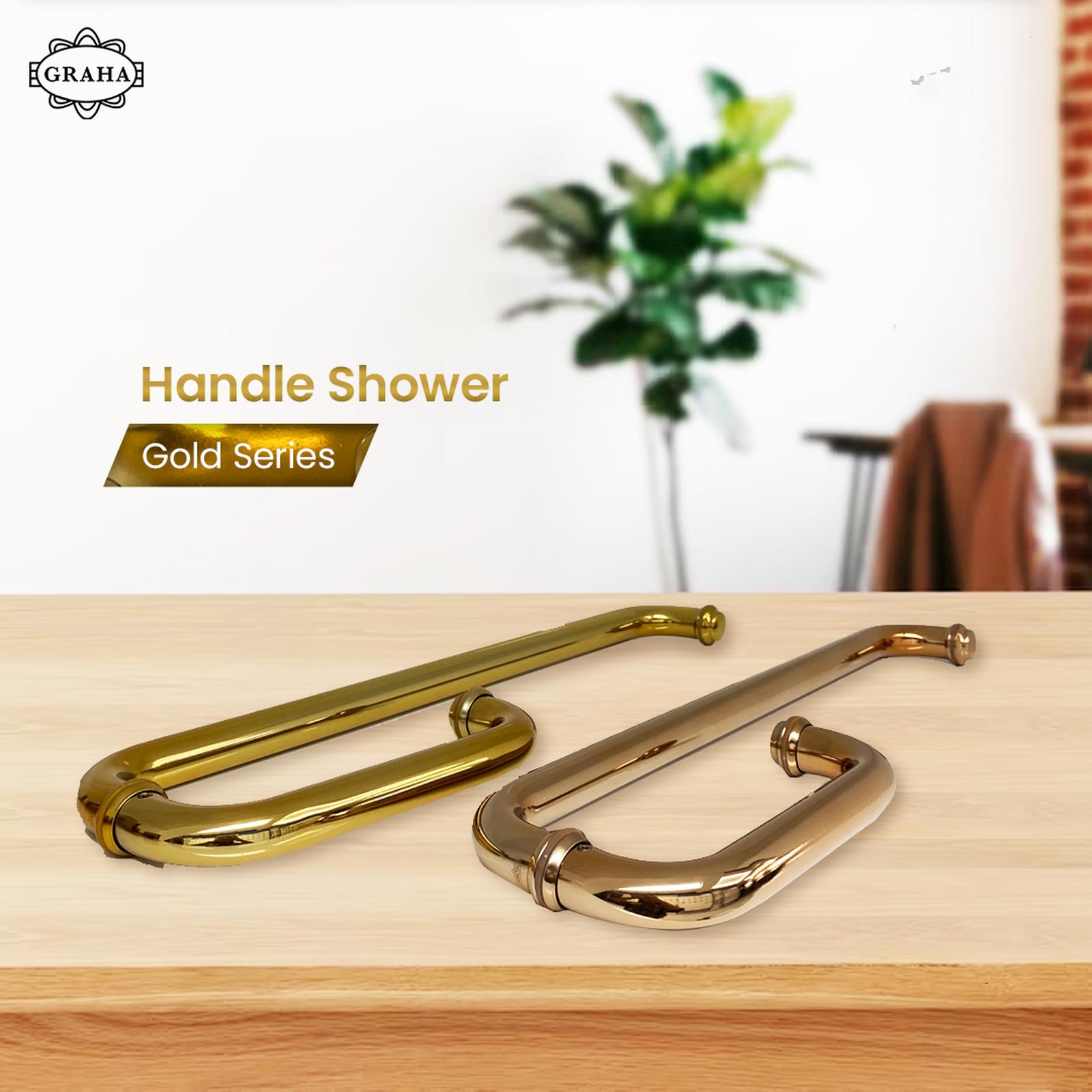 Handle Pintu Kaca Shower 15 x 45 dan 20 x 50 Dekkson Rose Gold - 15x45, Rose Gold