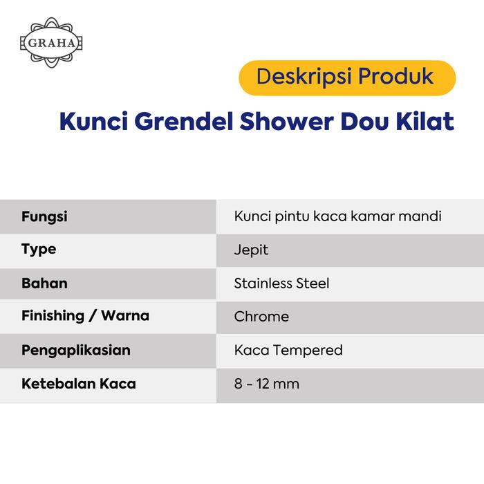 Kunci Grendel Shower Double Kilat