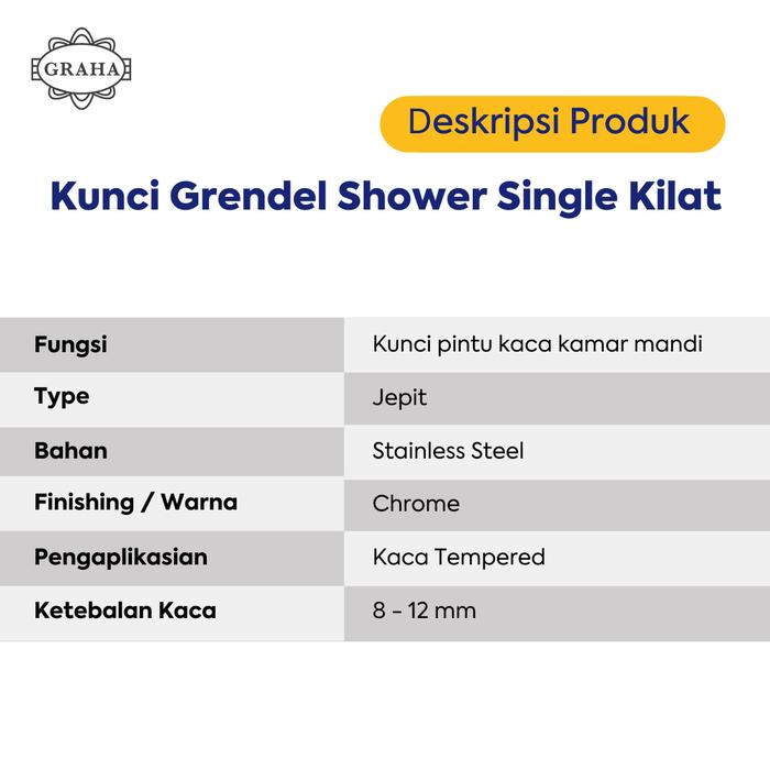 Kunci Grendel Shower Single Kilat