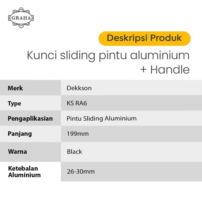 Kunci Sliding Aluminium Lilian Dekkson Black