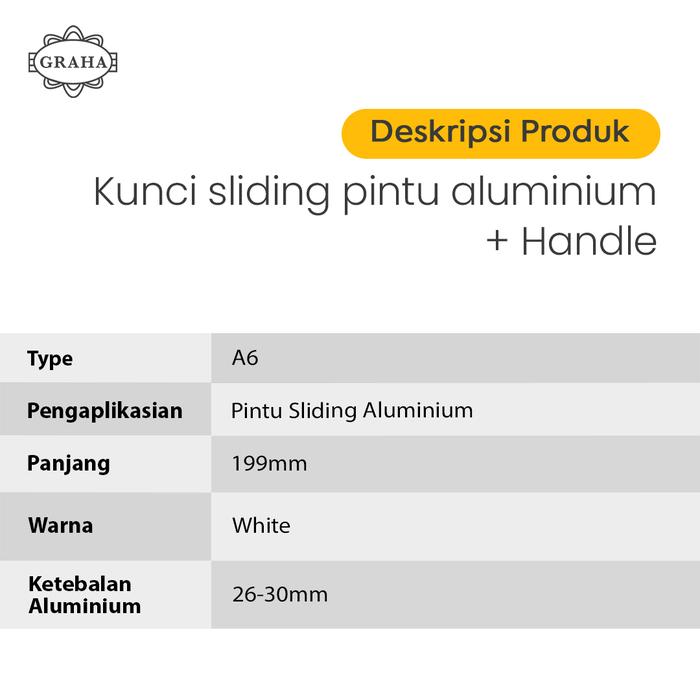 Kunci Sliding Aluminium Lilian White