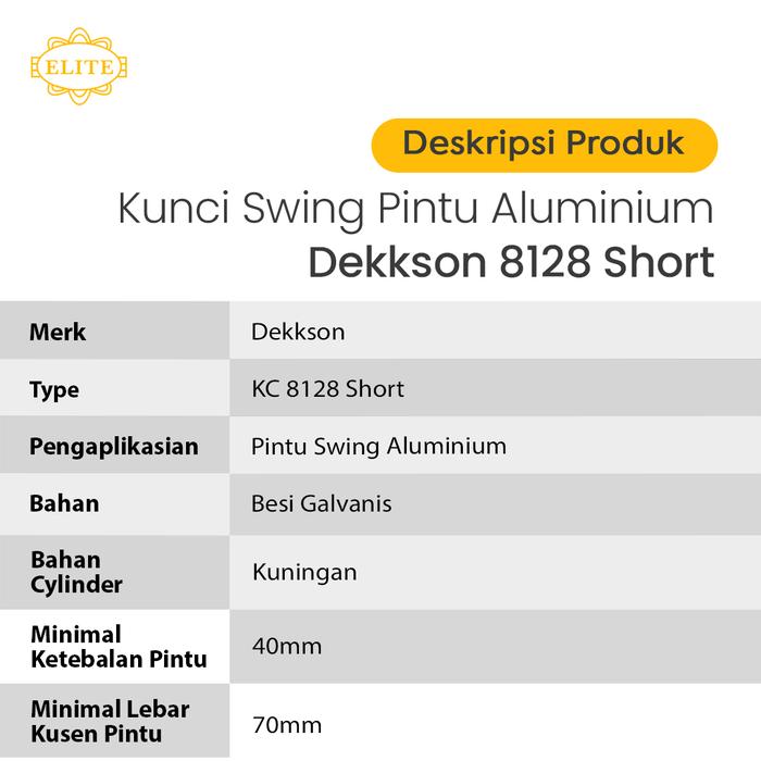 Kunci Swing Aluminium Dekkson 8128 Short Lidah Pendek