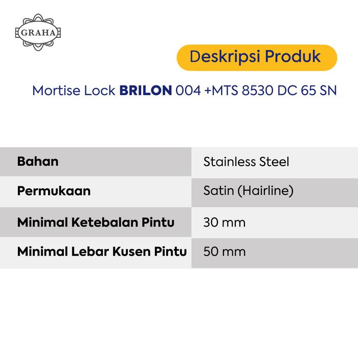 Mortise Lock Brilon 004 + MTS 8530 DC 65 SN