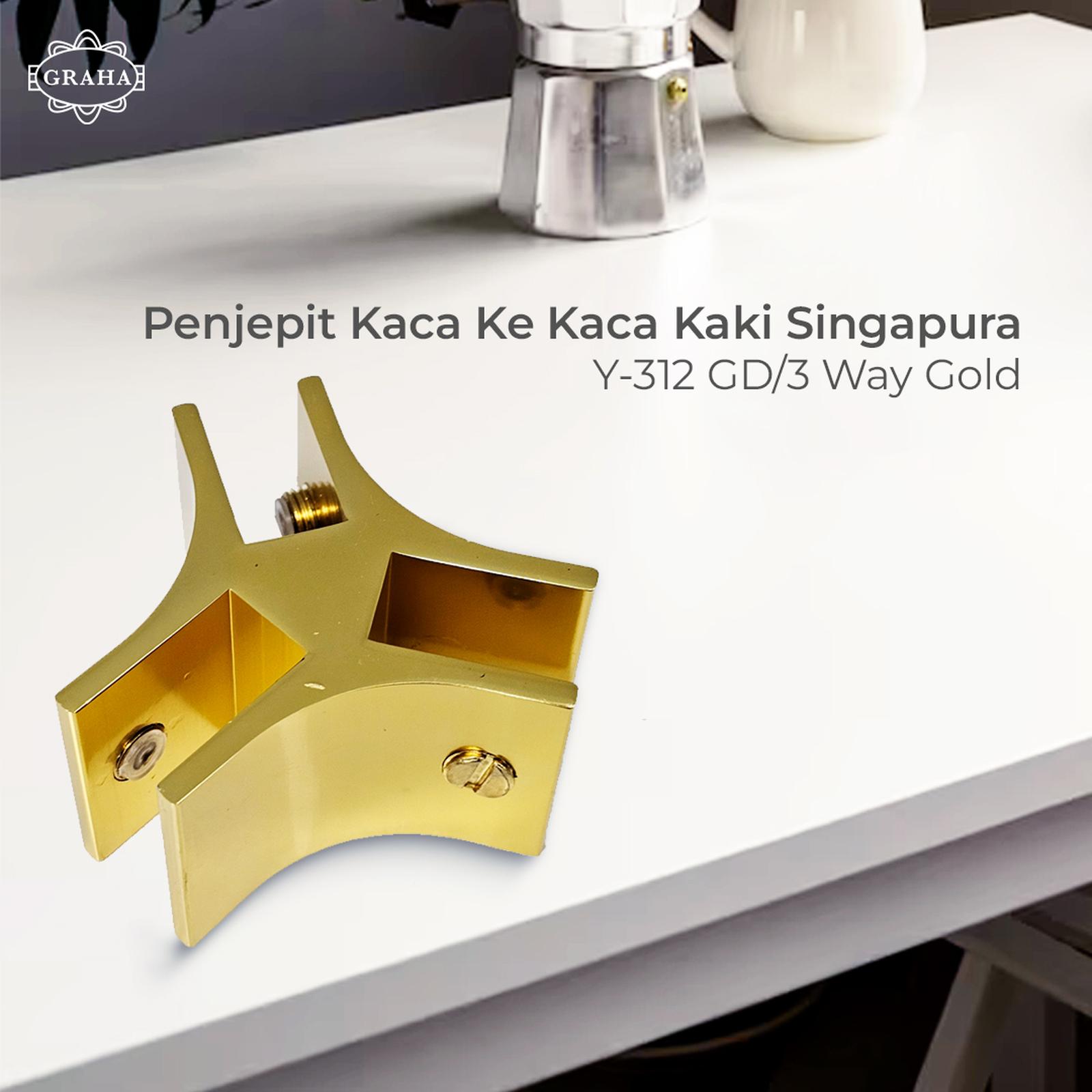 Penjepit Kaca Ke Kaca Kaki Singapura Y-312 GD/3 Way Gold