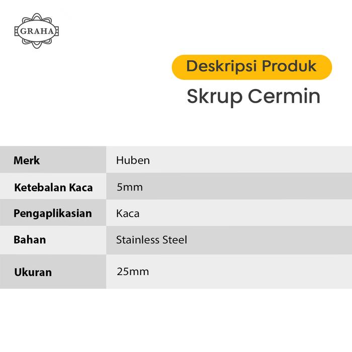Skrup Cermin Huben 12 mm / 19 mm / 25 mm - 12 mm