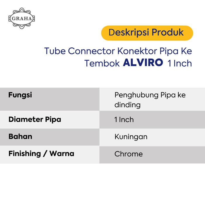 Tube Connector Konektor Penghubung Pipa ke Tembok Alviro 1 Inch