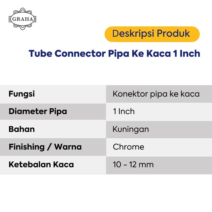 Tube Connector Pipa ke Kaca 1 Inch