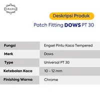 Engsel Patch Fitting Dows PT 30 Untuk Kaca Mati Atas