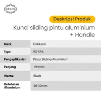Kunci Sliding Aluminium Lilian Dekkson Black